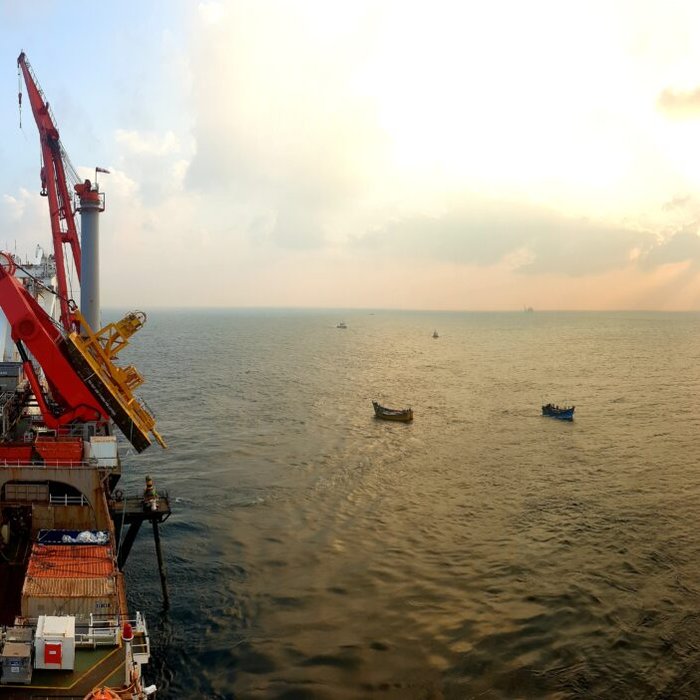 Vessel and surrounding seas