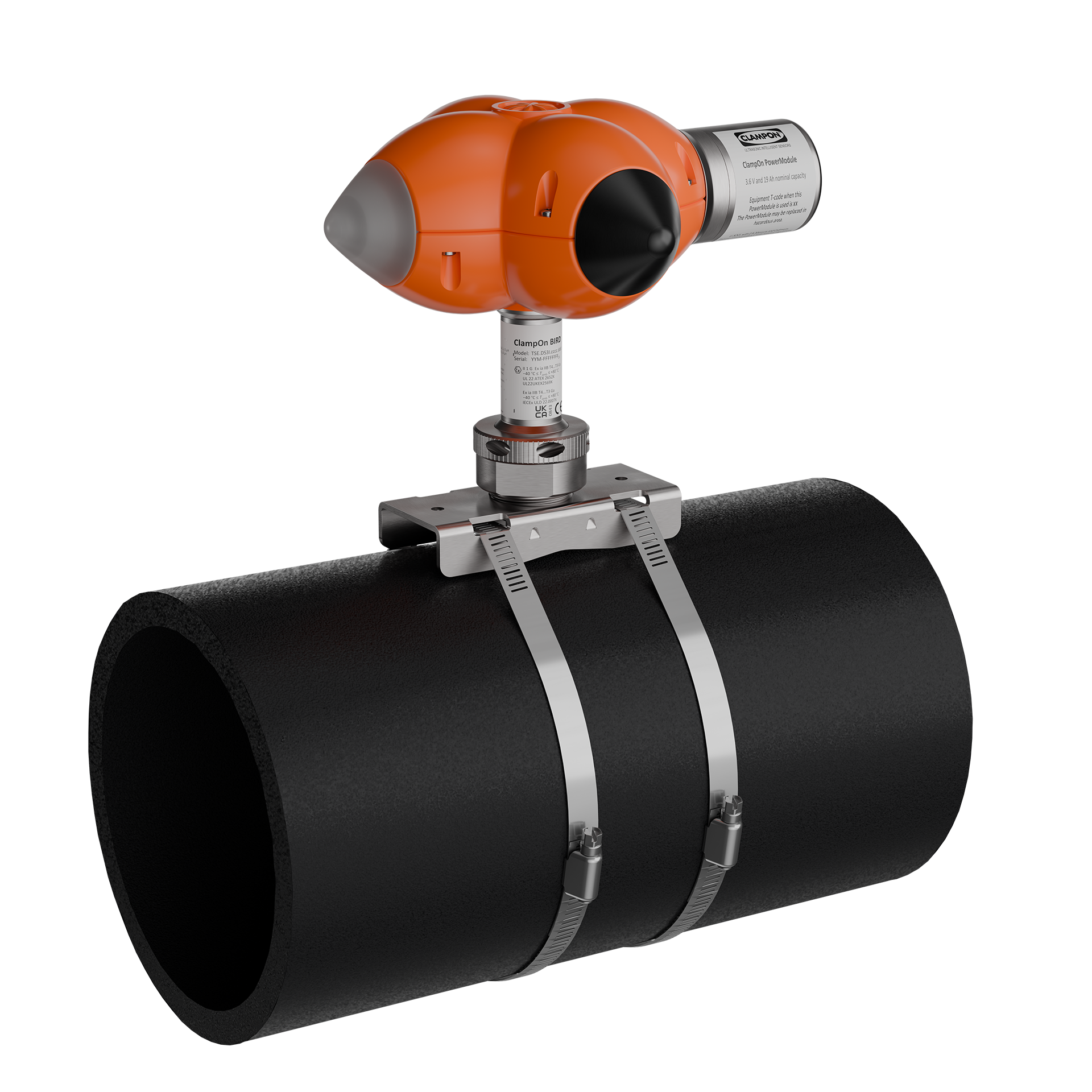 ClampOn BIRD mounted on straight pipe